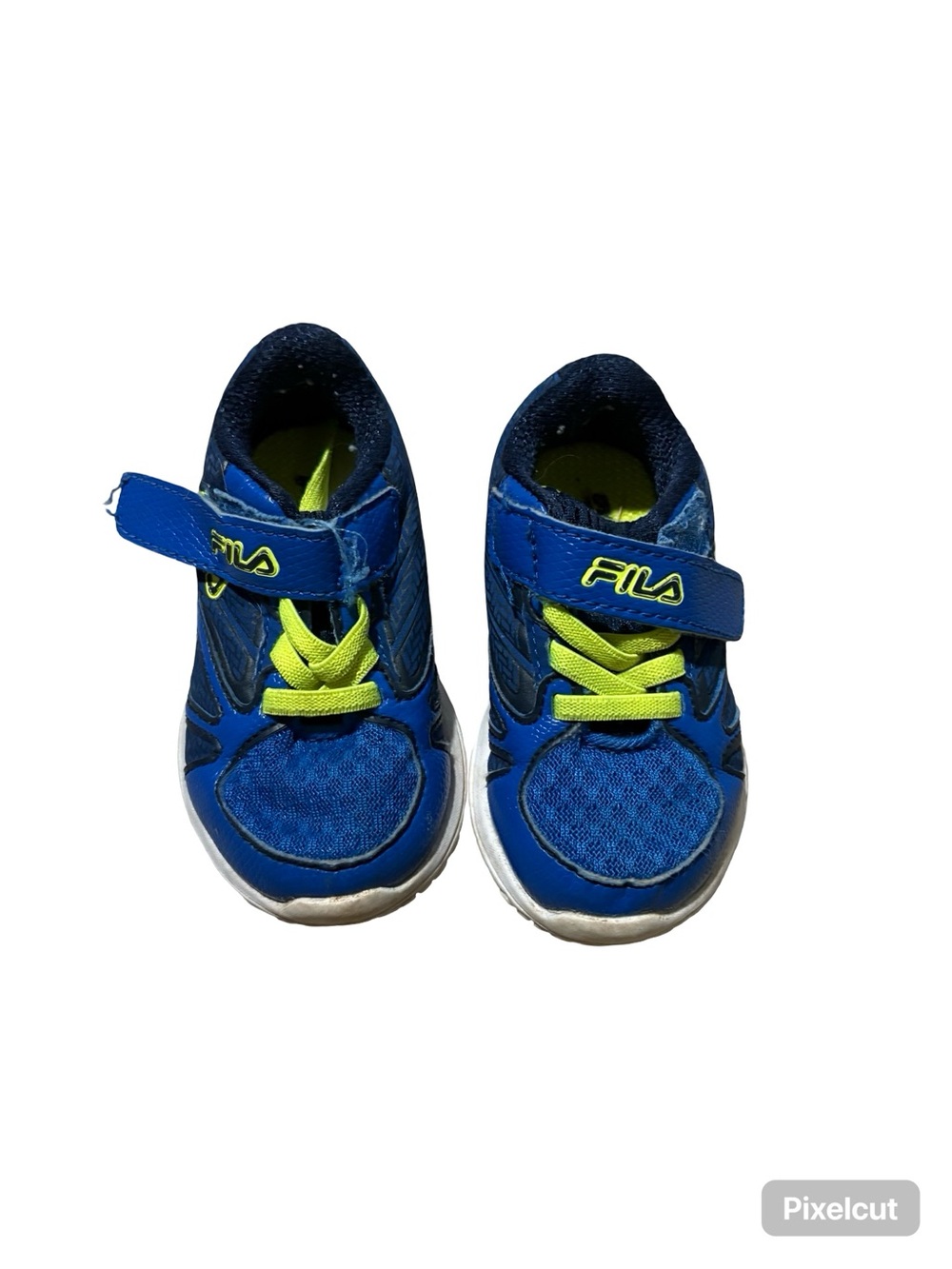 Fila Kids Royal Blue Sneakers with Neon Lime Laces